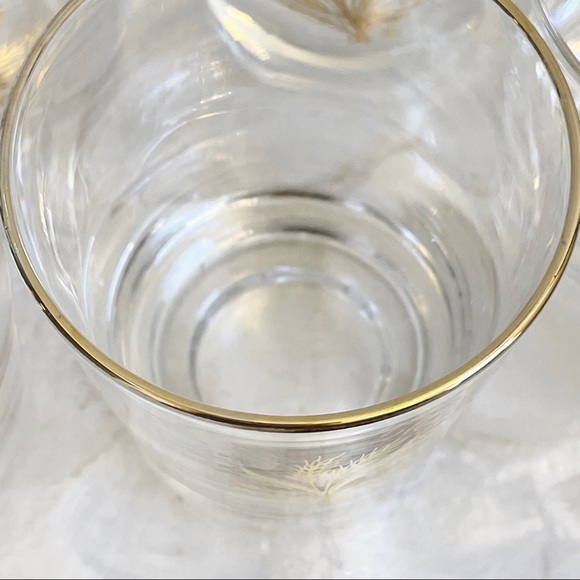 MCM Gilt Gold Trim Wheat Glass Tumblers Bar Cart Bar Drinking Glasses 3 1/4” - Picture 15 of 16